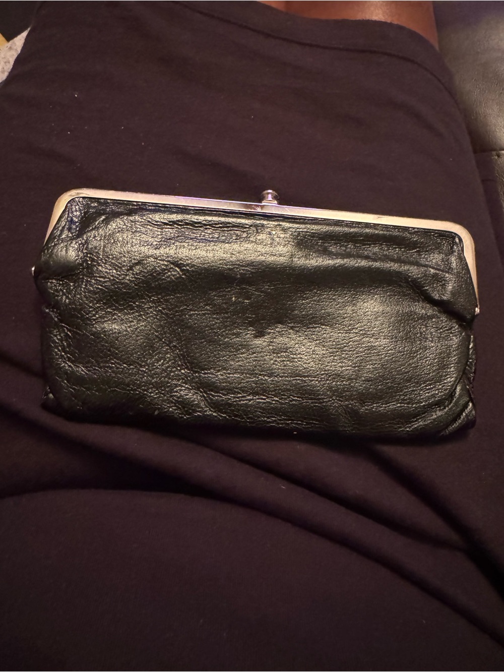 HOBO Black Leather Frame Wallet Clutch